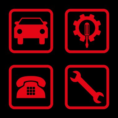 Araba Servisi düz vektör simgesi kare