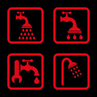 Duş sıhhi tesisat düz kare vektör simgesi