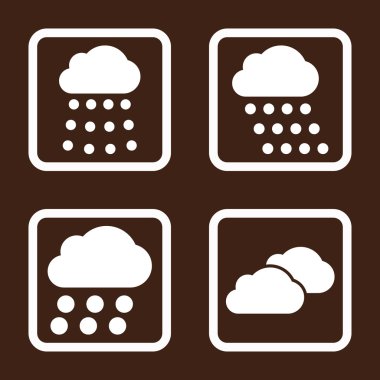 Yağmur bulutları düz kare vektör simgesi