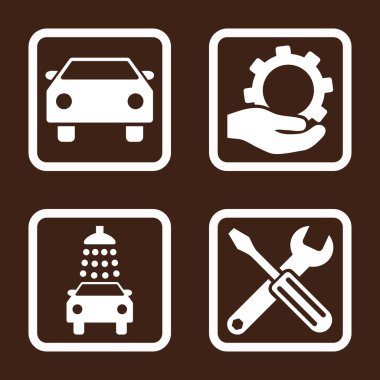 Araba Servisi düz vektör simgesi kare