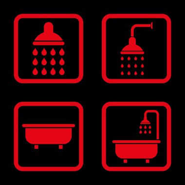 Banyo duş düz kare vektör simgesi