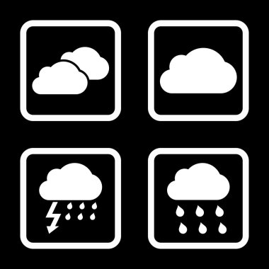 Yağmur bulutları düz kare vektör simgesi