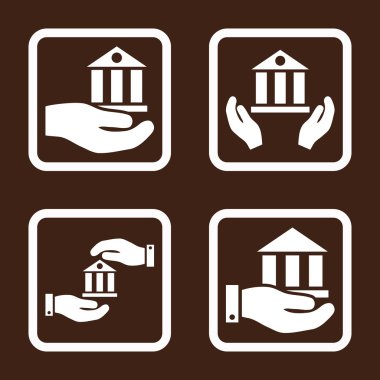 Vektör simge banka hizmet düz kare