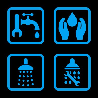 Sıhhi tesisat düz kare vektör simgesi