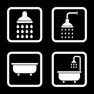 Banyo duş düz kare vektör simgesi