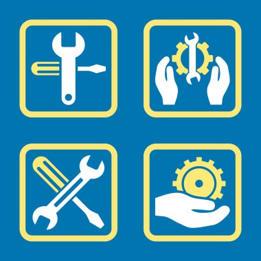 Düz kare vektör simgesi hizmet araçları