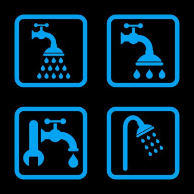 Duş sıhhi tesisat düz kare vektör simgesi