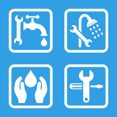 Sıhhi tesisat düz kare vektör simgesi