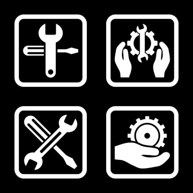 Düz kare vektör simgesi hizmet araçları