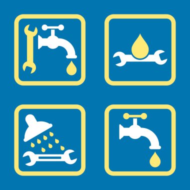 Sıhhi tesisat düz kare vektör simgesi