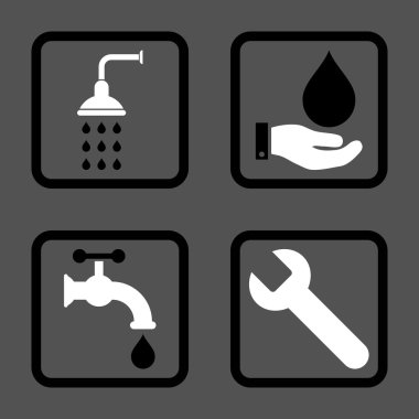 Sıhhi tesisat düz kare vektör simgesi