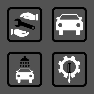Araba Servisi düz vektör simgesi kare