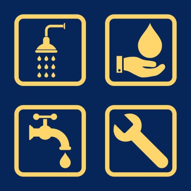 Sıhhi tesisat düz kare vektör simgesi