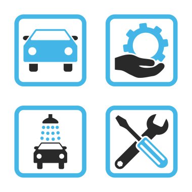 Araba Servisi düz vektör simgesi kare