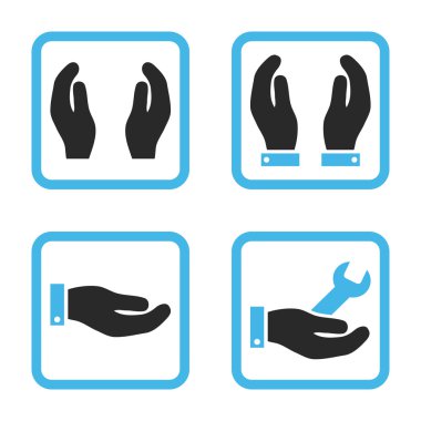 Bakım el düz kare vektör simgesi