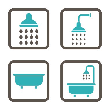 Banyo duş düz kare vektör simgesi