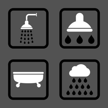 Duş banyo düz kare vektör simgesi