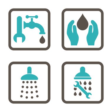 Sıhhi tesisat düz kare vektör simgesi