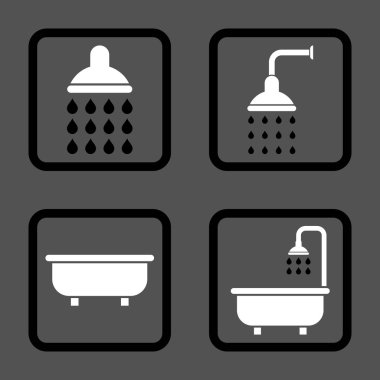 Banyo duş düz kare vektör simgesi