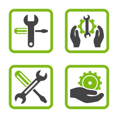 Düz kare vektör simgesi hizmet araçları