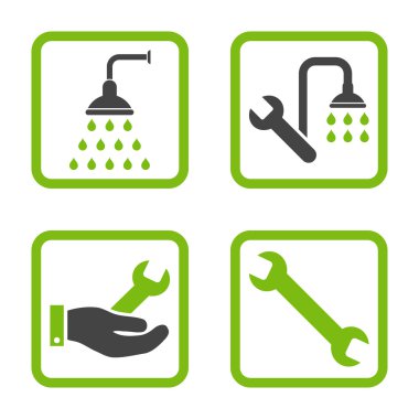 Sıhhi tesisat düz kare vektör simgesi