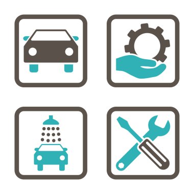 Araba Servisi düz vektör simgesi kare
