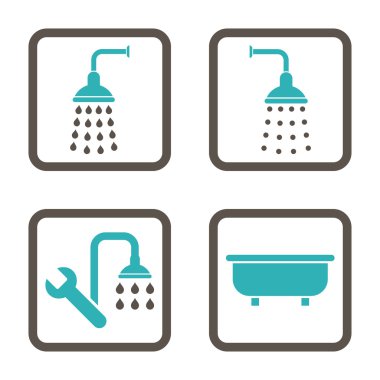 Duş banyo düz kare vektör simgesi