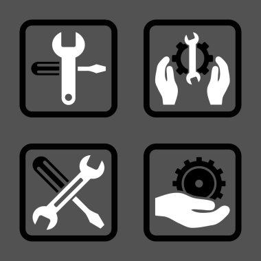 Düz kare vektör simgesi hizmet araçları