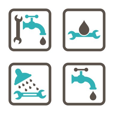 Sıhhi tesisat düz kare vektör simgesi