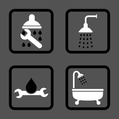 Sıhhi tesisat düz kare vektör simgesi