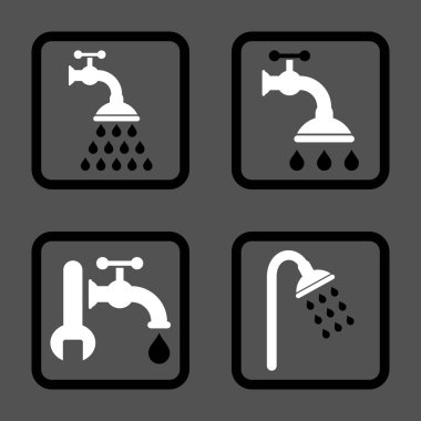 Duş sıhhi tesisat düz kare vektör simgesi