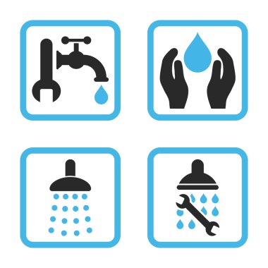 Sıhhi tesisat düz kare vektör simgesi