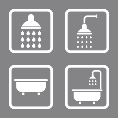 Banyo duş düz kare vektör simgesi
