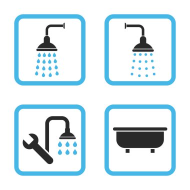 Duş banyo düz kare vektör simgesi