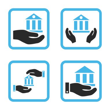 Vektör simge banka hizmet düz kare