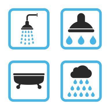 Duş banyo düz kare vektör simgesi