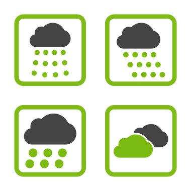 Yağmur bulutları düz kare vektör simgesi