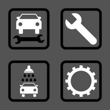 Araba Servisi düz vektör simgesi kare