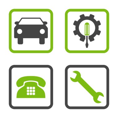 Araba Servisi düz vektör simgesi kare