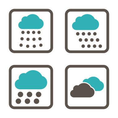 Yağmur bulutları düz kare vektör simgesi