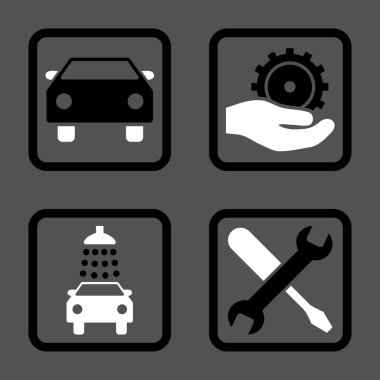 Araba Servisi düz vektör simgesi kare