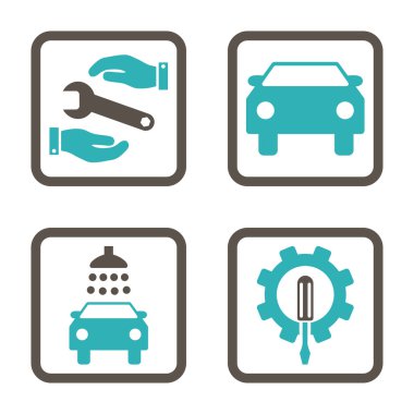 Araba Servisi düz vektör simgesi kare