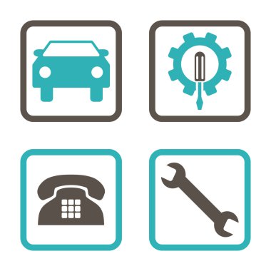 Araba Servisi düz vektör simgesi kare