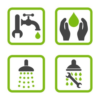 Sıhhi tesisat düz kare vektör simgesi