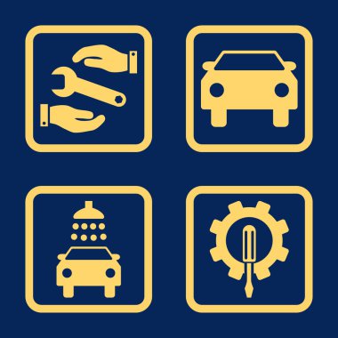 Araba Servisi düz vektör simgesi kare