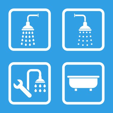 Duş banyo düz kare vektör simgesi