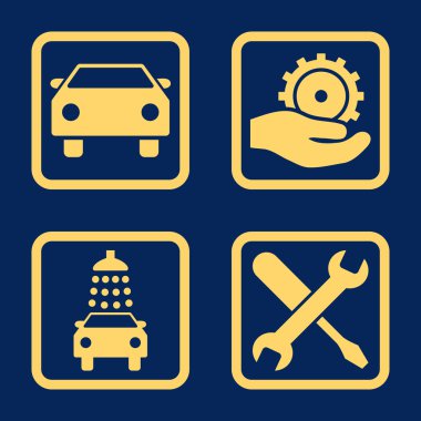 Araba Servisi düz vektör simgesi kare