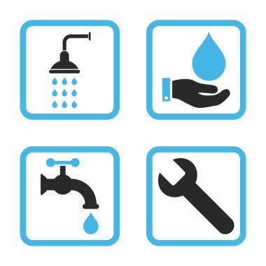 Sıhhi tesisat düz kare vektör simgesi