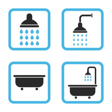 Banyo duş düz kare vektör simgesi