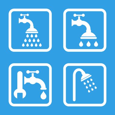 Duş sıhhi tesisat düz kare vektör simgesi